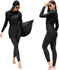 AWIBMK Muslim Swimsuits for Women Full Coverage Swimwear Modest Islamic Hijab Ladies Burkini Swim Suit Beachwear Swimming : Clothing, Shoes & Jewelry