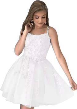 Guramisi Laces Appliques Homecoming Dresses for Teens 20 Plus White