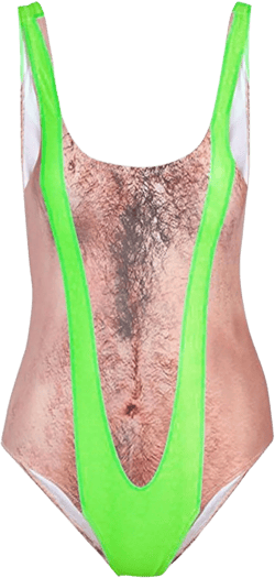 Women Funny Swimsuit Hairy Chest Printed Novelty Fake Muscles Bathing Suit One Pieces Swimwear Monokini at Amazon Women’s Clothing store