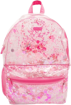 Packed Party Pink Party Clear Backpack; Women's Fashion Shoulder Book Bag; Confetti Backpack for Ladies for Work, Travel and More (Pink Party
