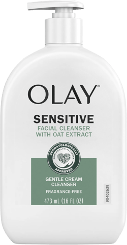 Olay Sensitive Facial Cleanser with Oat Extract Gentle Cream Cleanser, Sensitivity Skin, 16 fl oz