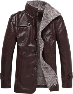 Maiyifu-GJ Men's Faux Fur Collar Bomber Jacket Winter Warm Faux Leather Lapel Vintage Coat Lightweight Thermal Trucker Coats (Brown,7X-Large)