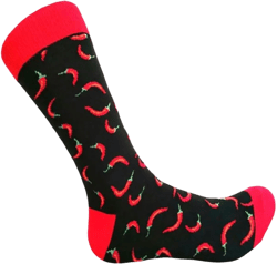 Triple M Plus Black With Multicoloured Dress Sock One Size Red Chili