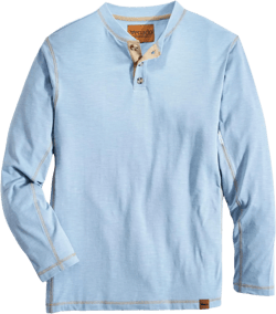 Venado Henley Long Sleeve Shirts for Men - Mens Henley with Flex Material Large Faded Denim