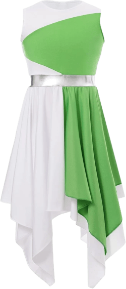 Child Worship Praise Dance Pullover Vest Big Girls Sleeveless Asymmetrical Lyrical Liturgical Dance Costumes 12 Years Light Green