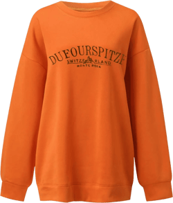 Trendy Crewneck Sweatshirts Solid Color Loose Loose Fitting Letter Print Crew Neck Texas Long Sleeve Relaxed Fit Soft Medium Orange-f