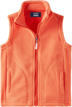 LittleSpring Kids Fleece Vest Jacket Full-Zip Warm Sleeveless 4 Orange