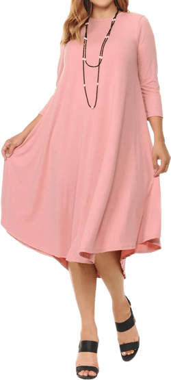 Pastel by Vivienne Women's Plus Size Swing Dress – 3/4 Sleeve Elegant Flowy A-Line Midi – Soft & Comfortable 3X-Large Plus Mauve