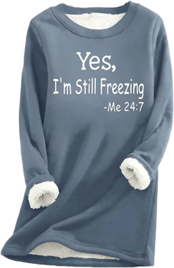 Womens Yes I'm Cold Me 24:7 Funny Letter Print Crewneck Sweathirts Winter Warm Sherpa Fleece Lined Pullover Tunic Tops 04#navy 5X-Large