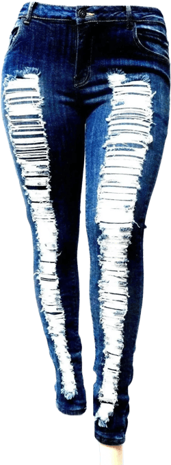 Jack David JACK-D WOMENS PLUS SIZE Stretch Distressed Ripped BLUE SKINNY DENIM JEANS PANTS (JD-SPBB-N629-R)