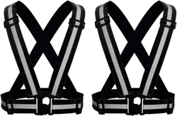 Reflective Vest Running Gear Ultralight Runner Safety Vest, High Visibility Adjustable Reflective Safety Vest for Night Cycling,Hiking, Jogging,Dog Walking (2Pcs Black) …