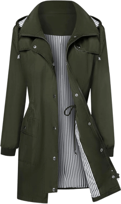 Rain Coat for Women Waterproof Windproof Jacket Casual Lightweight Hooded Raincoat Drawstring Windbreaker Jackets