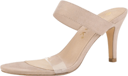 Allegra K Women's Clear Strap Stiletto Heel Slides Sandals Nude 9