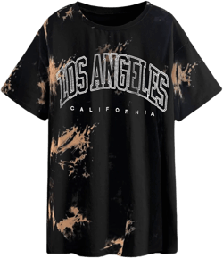 Avanova Women Letter Graphic Print Oversized Tee Shirt Short Sleeve Loose Fit Tops XX-Large Tie Dye Brown 71