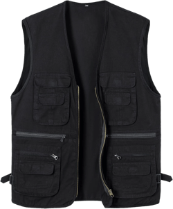 Men's Fishing Vest Multi Pocket Gilet Cotton Travel Vest Photography Gilet Dog Training Vest X-Large Black