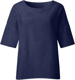 2025 Summer Women Cotton Linen T-Shirt Elbow Sleeve Crewneck Tops Casual Loose Tunic Shirts Side Slit Dressy Blouses Navy 4X-Large