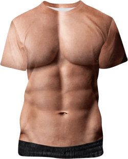 Men's 3D Muscle Print T-Shirts Short Sleeve Summer Shirts Fake Abs Graphic Tees Trendy Tshirts Tops 4X-Large Khaki