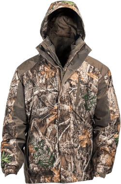 HOT SHOT Men’s 3-in-1 Insulated Camo Hunting Parka, Waterproof Jacket, Versatile Camouflage Hunting Clothes for Men