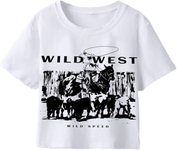Avanova Women Vintage Graphic Baby Tee Shirt Short Sleeve Crew Neck Crop Top White C Large