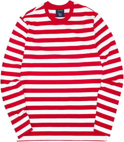 Zengjo Men's Casual Cotton Spandex Striped Crewneck Long-Sleeve T-Shirt Basic Pullover Stripe tee Shirt X-Small Red&white