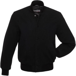 Stewart & Strauss Original All Wool Varsity Letterman Jacket Since 1977 (5 Team Colors) Wool XXS to 6XL,Original 5X-Large All Wool Solid Black