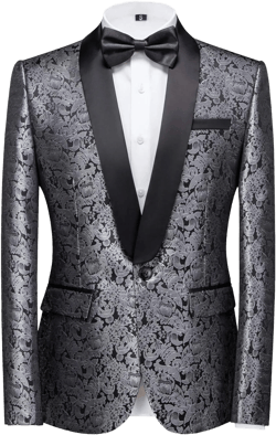 MOGU Mens Tuxedo Suit Jacket Slim Fit Shawl Lapel Wedding Party Dress Blazer 34 Silver