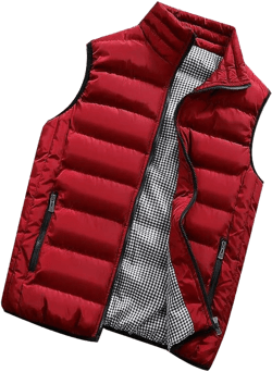 Men's Padded Cotton Puffer Vest Winter Sleeveless Jacket Coat Thick Warm Quilted Outerwear Oversized Vest Puffer X-Large 02-red