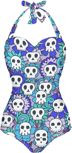 Swimsuits for Women Sexy One Piece Swimsuit for Women Tummy Control Size S-2XL Hippie Floral Skull-2 Large