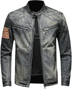 Kinkia Men's Distressed Denim Jacket American Flag Patchwork Automotive Trucker Jean Jackets Coat Small Grey 01