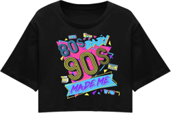 80s Baby 90s Made Me Shirt Womens Vintage 90s Crop Tops 80s Graphic T-Shirt Party Gift Casual Tees Medium Black