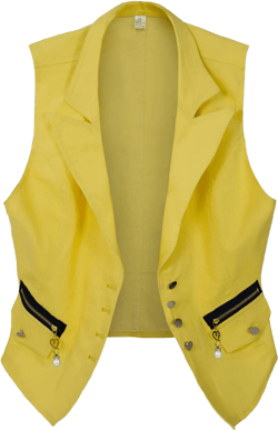 Oiefeen Women's Slim All-match Lapel Blue Denim Vest Jacket Vest Medium Yellow