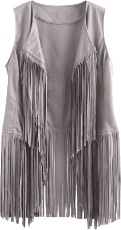 Fringe Vest for Women Western Cowgirl Outfits Suede Faux Tassels Cardigans Solid Sleeveless Hippie Jacket XX-Large C-gray