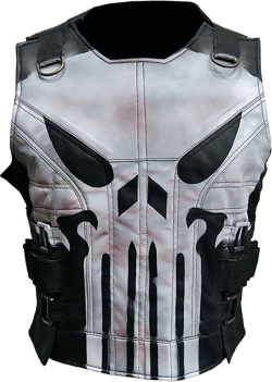 Jon Bernthal Men's Skull Logo Tactical Leather Biker Vest Jacket - Black Faux Leather Small Black