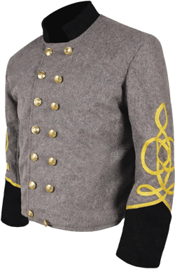Civil War Major's 3 Braid Grey Wool Jacket 46 Black