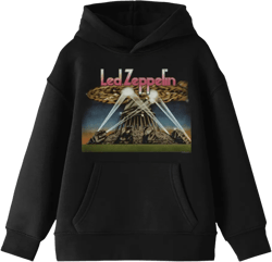 Led Zeppelin Searchlight Poster Long Sleeve Youth Black Hooded Sweatshirt-XL