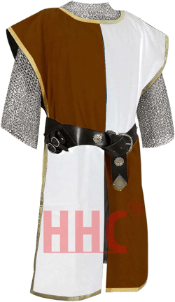 H H C Halloween Costumes Medieval Tunic Knight Surcoat Multi-color Tabard Renaissance LARP (S-6XL) 4X-Large Brown/White