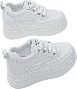 Korean Fashion Comfortable Thick Sole Casual Sports Shoes, Women's New Elegant Versatile Casual White Sneakers Spring Summer, Minimalist Korean Style Casual Chic Slouchy Free Commuter