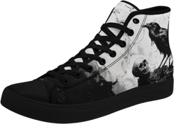 Fashion Skull High-Top Canvas Shoes for Men Women -Unique Vibrant High Top Sneakers Comfortable Casual Shoes 9 Women/7 Men Black/White