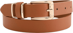 Women Waist Belts for Dresses Thin Black Skinny Leather Belts with Gold Pin Buckle Small: fits waist from 27"-29" Brown