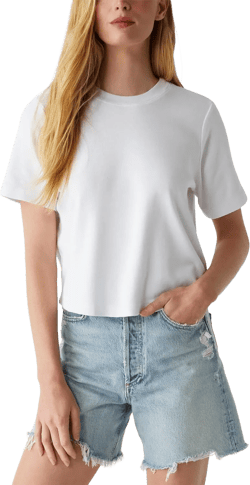 Michael Stars Women's Kona Generous Crew Neck Tee One Size White