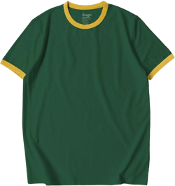 Zengjo Men's Ringer Tee Crewneck Athletic T Shirts Short Sleeve Sport Shirt for Men X-Large Green/Yellow
