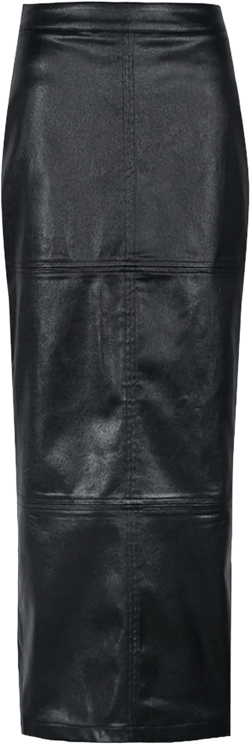 Long Skirts for Women Trendy High Waisted A Line Business Casual Leather Maxi Skirt with Slit Dressy X-Large Black