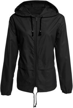 Womens Rain Jacket with Hood Lightweight Waterproof Raincoat Packable Active Outdoor Hooded Windbreaker with Pocket X-Large Black