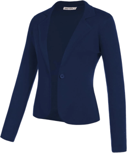 GRACE KARIN Women Sweater Blazer Casual Work Croppped Cardigan Lightweight Button Front Short Knit Blazer Jacket S-XXL Large Navy Blue
