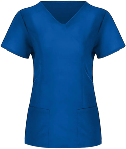 Women's Scrub Tops V Neck Short Sleeve Nurse Uniform Solid Loose Fit Tunic Tee Blouse Plus Size Medical Shirts X-Large Blue