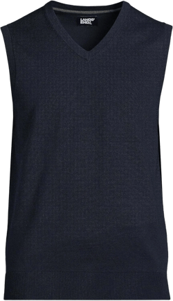 Lands' End Men's Fine Gauge Cotton Vest X-Large Radiant Navy
