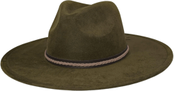 Big Wide Brim Fedora Hat for Women - Nashville Outfits Western Hats Women's Felt Panama Rancher Hat 6 3/4-7 3/8 Olive Green