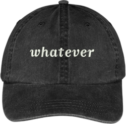Trendy Apparel Shop Whatever Embroidered Soft Front Washed Cotton Cap One Size Black