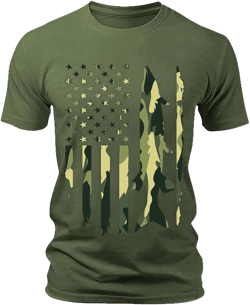 Generic Men's Graphic T-Shirt USA Flag Short Sleeve Shirts American Patriotic Tops Round Neck Casual Loose Fit Shirts X-Large Green