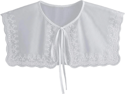 DNLKWGO Lace False Collar Sweater Dress Collar Shawl Decorative Fake Shirt Collar False Collar for Women Girls Medium Plus A-white